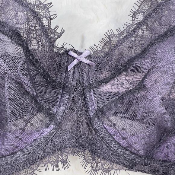 Victoria's Secret Dream Angels Purple Lace Unlined Balconette Bra 34DDD NWT - Picture 6 of 6